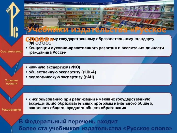 Учебники издательства «Русское слово» В Федеральный перечень входит более ста учебников издательства «Русское слово»