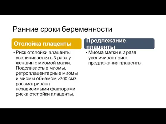 Ранние сроки беременности Риск отслойки плаценты увеличивается в 3 раза у женщин