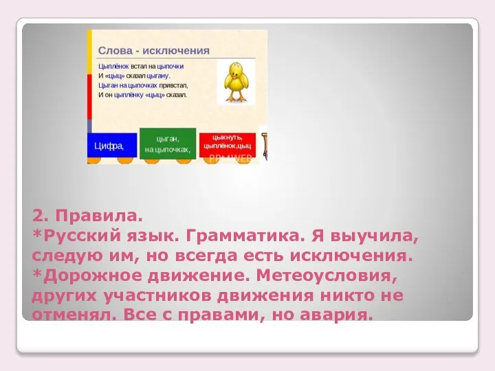 2. Правила. *Русский язык. Грамматика. Я выучила, следую им, но всегда есть