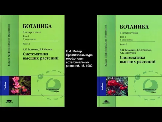 К.И. Мейер. Практический курс морфологии архегониальных растений. М, 1982