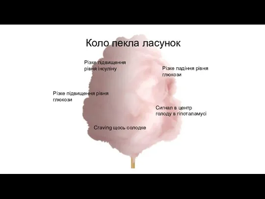 Коло пекла ласунок Різке підвищення рівня глюкози Різке підвищення рівня інсуліну Різке