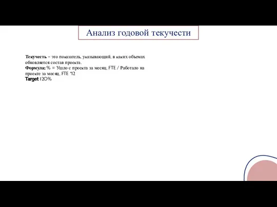 Текучесть – это показатель, указывающий, в каких объемах обновляется состав проекта. Формула: