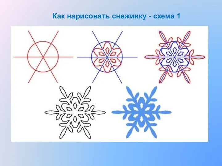 Как нарисовать снежинку - схема 1