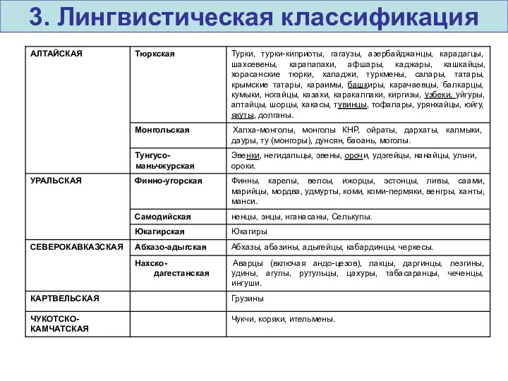 3. Лингвистическая классификация