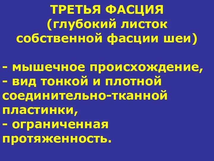 ТРЕТЬЯ ФАСЦИЯ (глубокий листок собственной фасции шеи) - мышечное происхождение, - вид