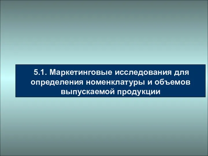 5.1. Маркетинговые исследования для определения номенклатуры и объемов выпускаемой продукции