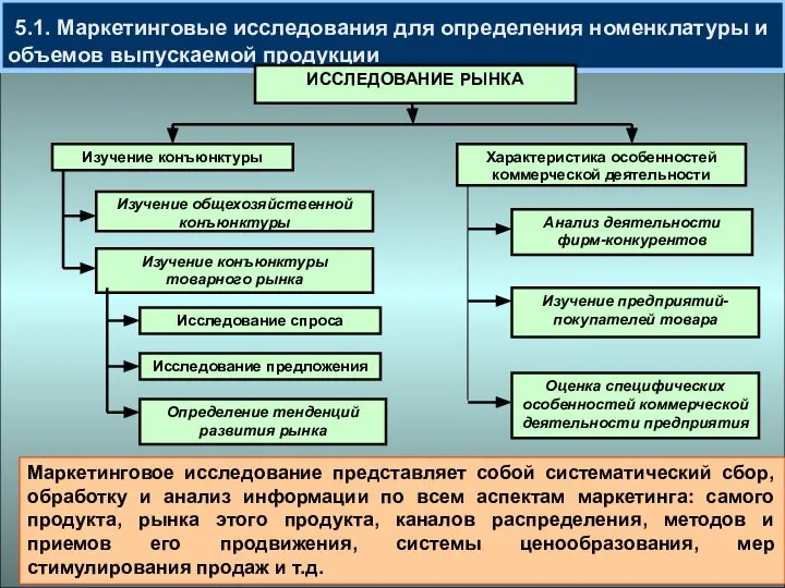 5.1. Маркетинговые исследования для определения номенклатуры и объемов выпускаемой продукции Маркетинговое исследование