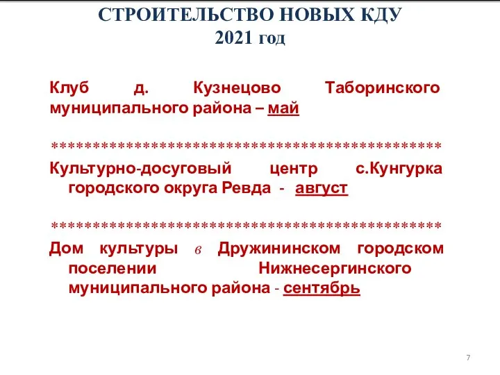 СТРОИТЕЛЬСТВО НОВЫХ КДУ 2021 год Клуб д. Кузнецово Таборинского муниципального района –