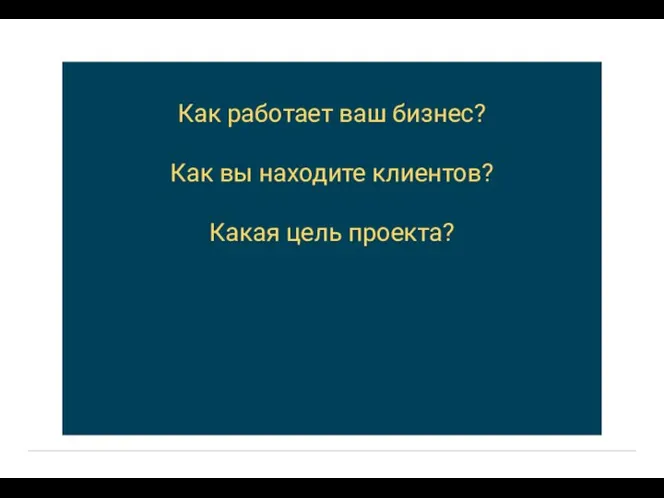 Как работает ваш бизнес? Как вы находите клиентов? Какая цель проекта?