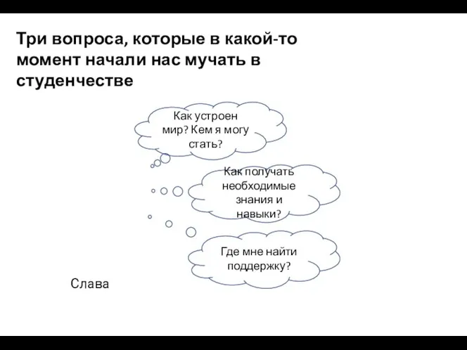 Три вопроса, которые в какой-то момент начали нас мучать в студенчестве Слава