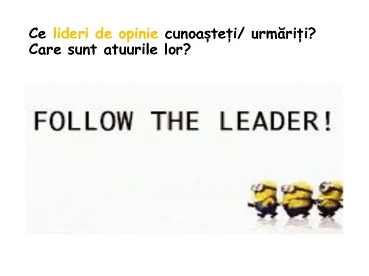 Ce lideri de opinie cunoașteți/ urmăriți? Care sunt atuurile lor?