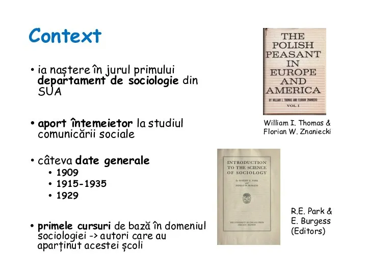 Context ia naștere în jurul primului departament de sociologie din SUA aport