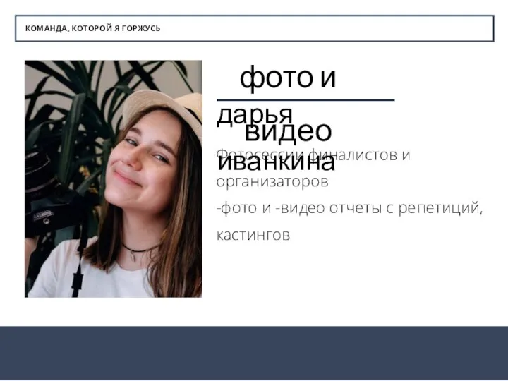 КОМАНДА, КОТОРОЙ Я ГОРЖУСЬ фото и видео дарья иванкина Фотосессии финалистов и