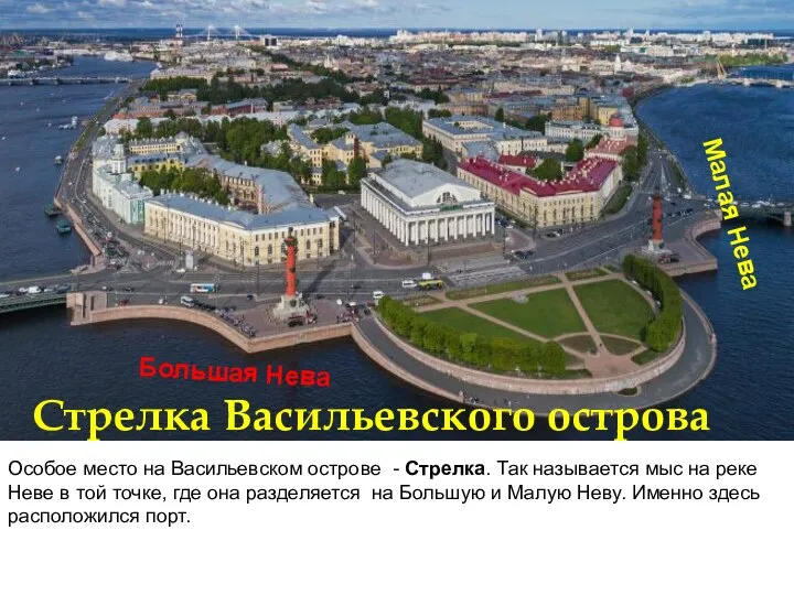 Стрелка Васильевского острова Особое место на Васильевском острове - Стрелка. Так называется