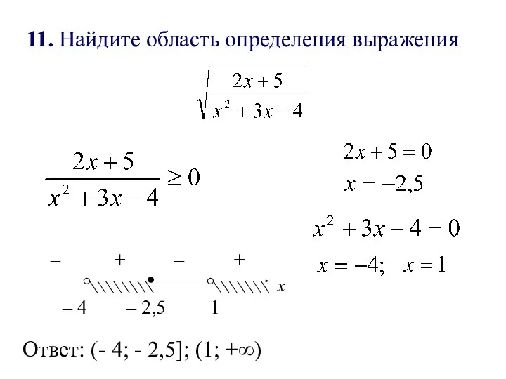 11. Найдите область определения выражения . ° ° х – 4 –