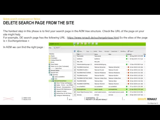 Delete search component on Helios DELETE SEARCH PAGE FROM THE SITE The