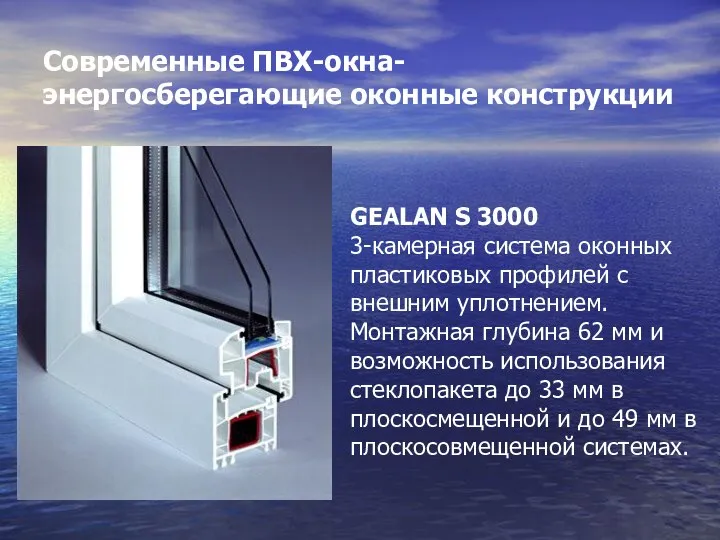 Современные ПВХ-окна- энергосберегающие оконные конструкции GEALAN S 3000 3-камерная система оконных пластиковых