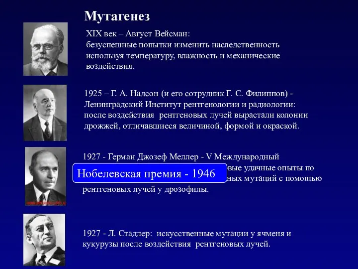 Мутагенез Нобелевская премия - 1946