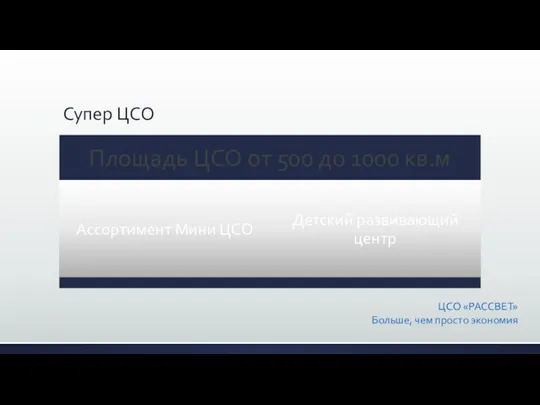 Супер ЦСО ЦСО «РАССВЕТ» Больше, чем просто экономия