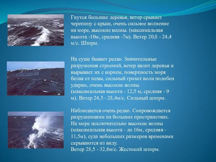 Гнутся большие деревья, ветер срывает черепицу с крыш, очень сильное волнение на