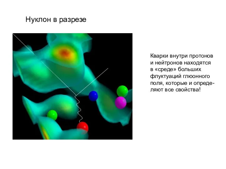 Нуклон в разрезе Кварки внутри протонов и нейтронов находятся в «среде» больших
