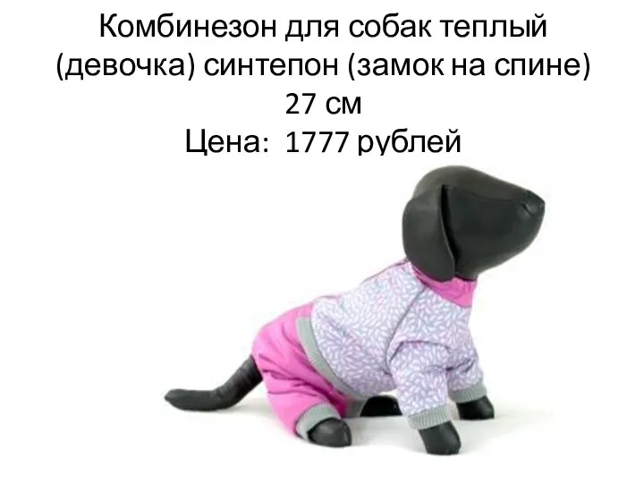 Комбинезон для собак теплый (девочка) синтепон (замок на спине) 27 см Цена: 1777 рублей