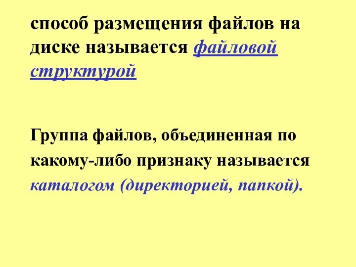 способ размещения файлов на диске называется файловой структурой Группа файлов, объединенная по