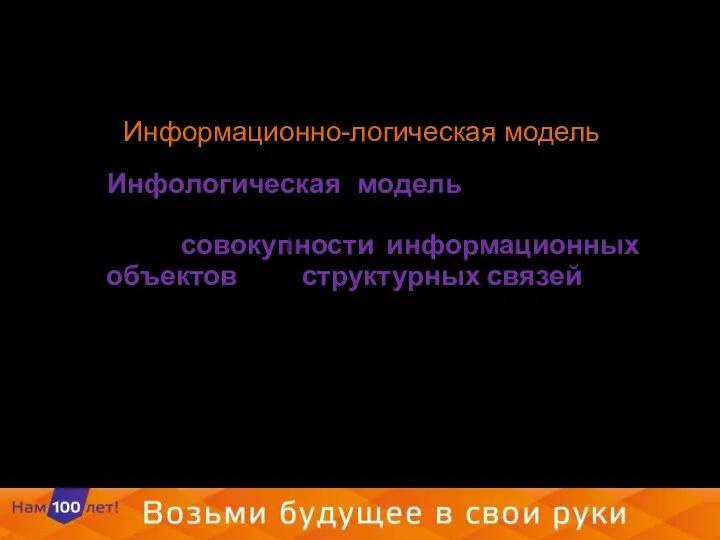 Инфологическая модель предметной области отражает предметную область в виде совокупности информационных объектов