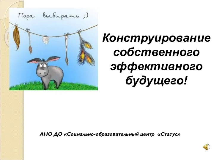 АНО ДО «Социально-образовательный центр «Статус» Конструирование собственного эффективного будущего!