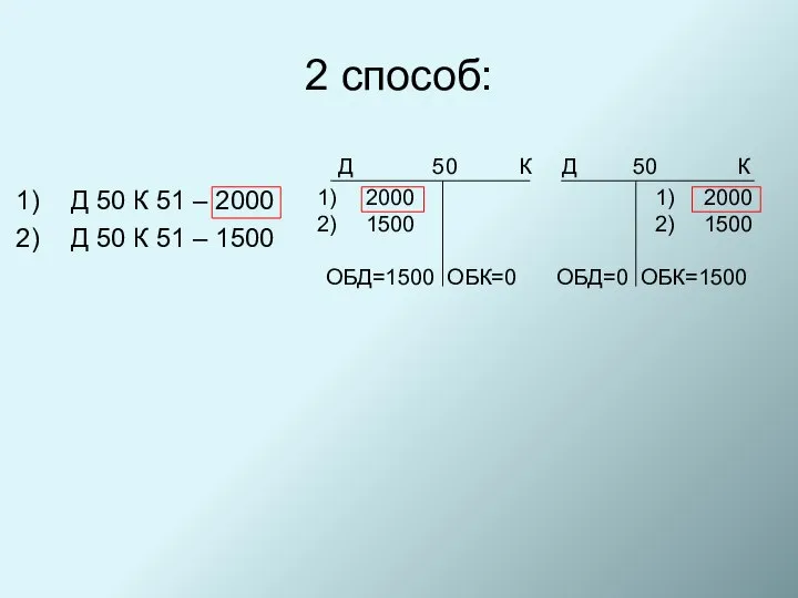 2 способ: Д 50 К 51 – 2000 Д 50 К 51