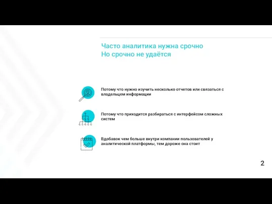 Часто аналитика нужна срочно Но срочно не удаётся Потому что нужно изучить