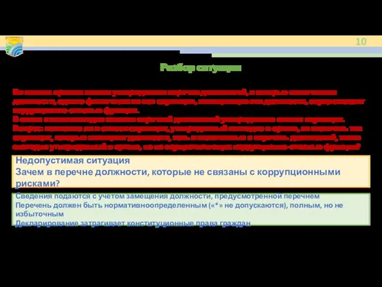 Разбор ситуации Недопустимая ситуация Зачем в перечне должности, которые не связаны с