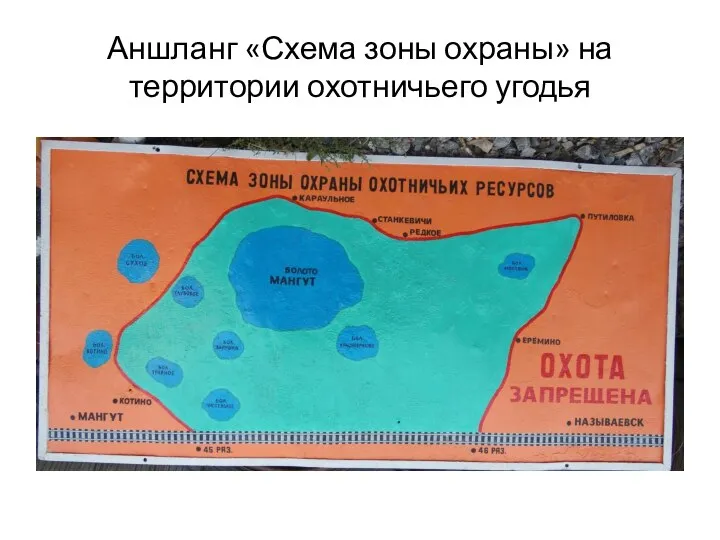 Аншланг «Схема зоны охраны» на территории охотничьего угодья