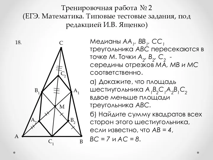 Тренировочная работа № 2 (ЕГЭ. Математика. Типовые тестовые задания, под редакцией И.В.