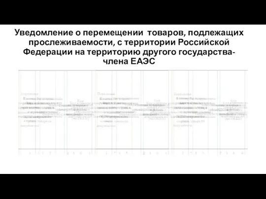 Уведомление о перемещении товаров, подлежащих прослеживаемости, с территории Российской Федерации на территорию другого государства-члена ЕАЭС