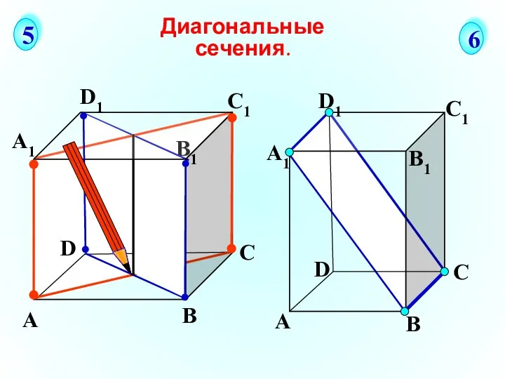 А В С D А1 D1 С1 B1 Диагональные сечения. 5 6