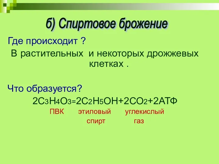 Где происходит ? В растительных и некоторых дрожжевых клетках . Что образуется?