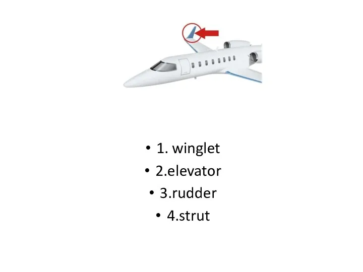 1. winglet 2.elevator 3.rudder 4.strut