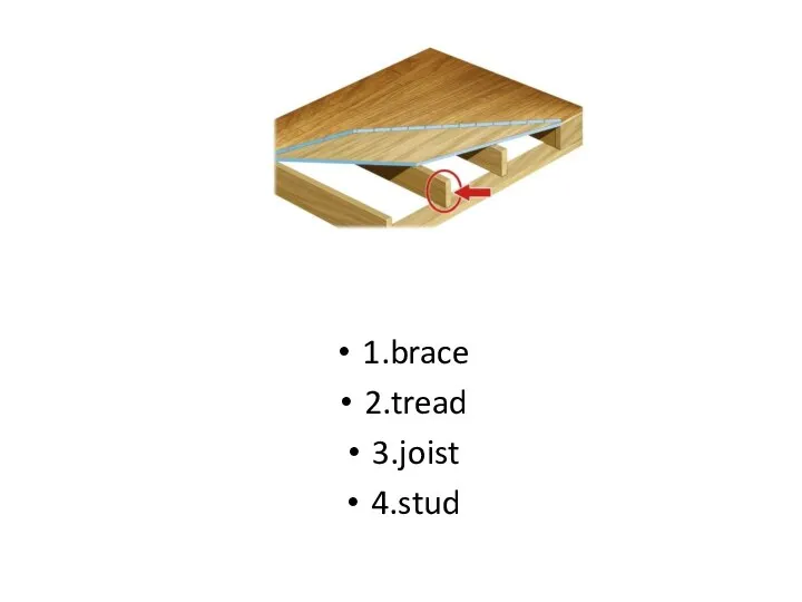 1.brace 2.tread 3.joist 4.stud