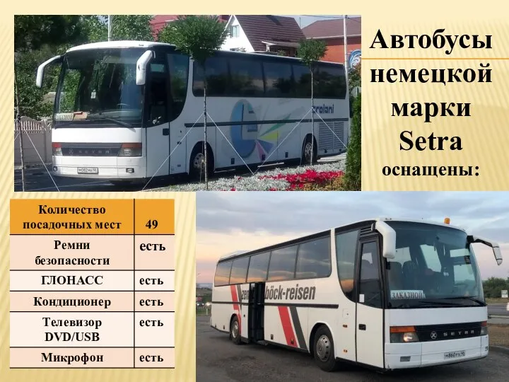 Автобусы немецкой марки Setra оснащены: