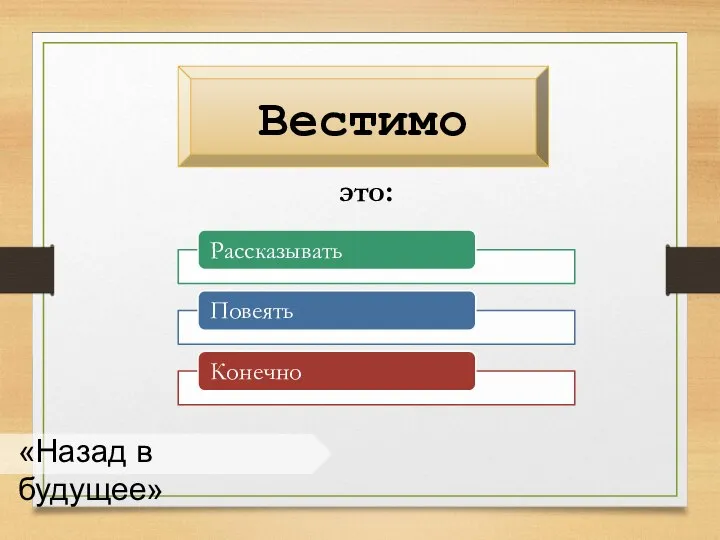 «Назад в будущее» Вестимо это: