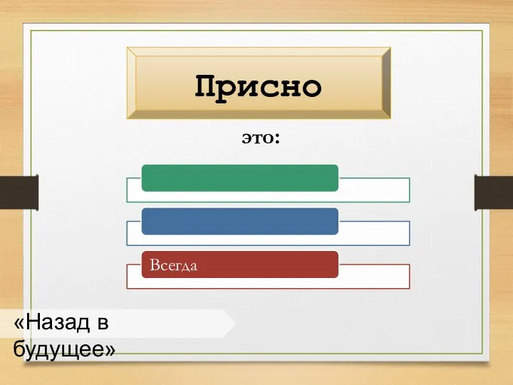 «Назад в будущее» Присно это: