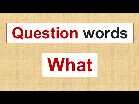What Question words
