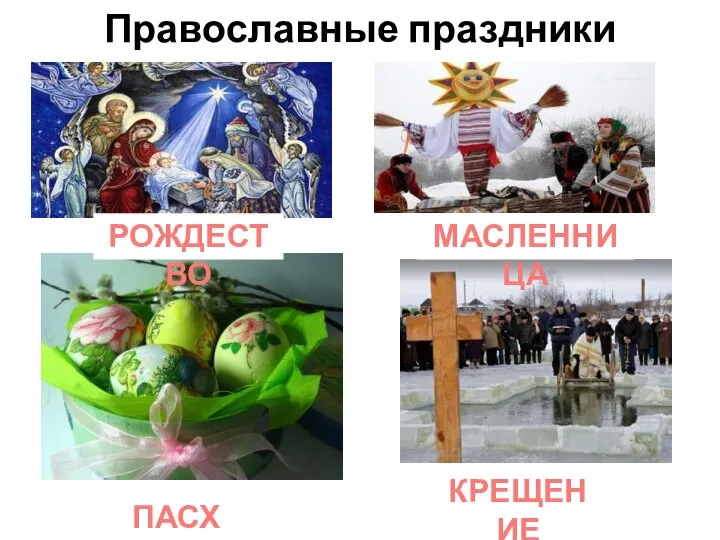 МАСЛЕННИЦА ПАСХА РОЖДЕСТВО КРЕЩЕНИЕ Православные праздники