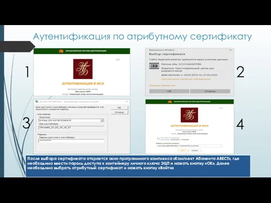 Аутентификация по атрибутному сертификату 1 3 2 4