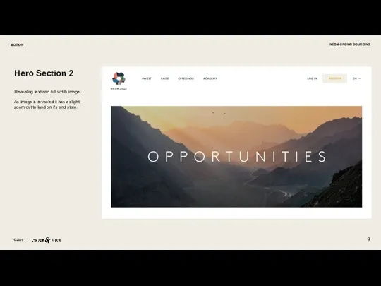 MOTION NEOM CROWD SOURCING Hero Section 2 Revealing text and full width