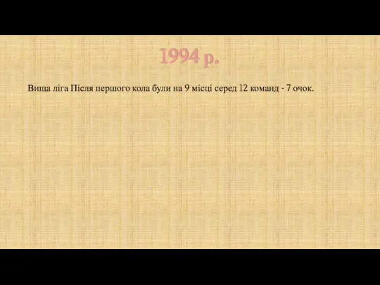 1994 р. Вища ліга Після першого кола були на 9 місці серед