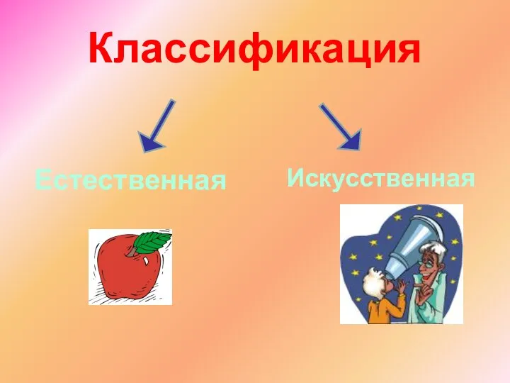 Классификация Естественная Искусственная