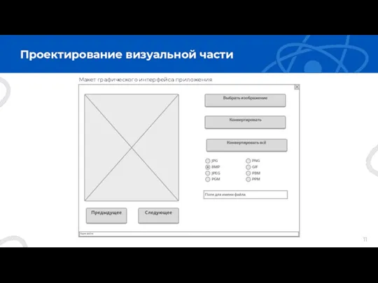 Проектирование визуальной части Макет графического интерфейса приложения