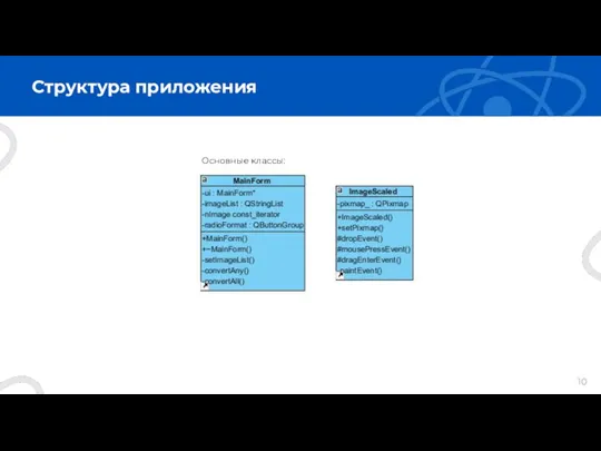 Структура приложения Основные классы: